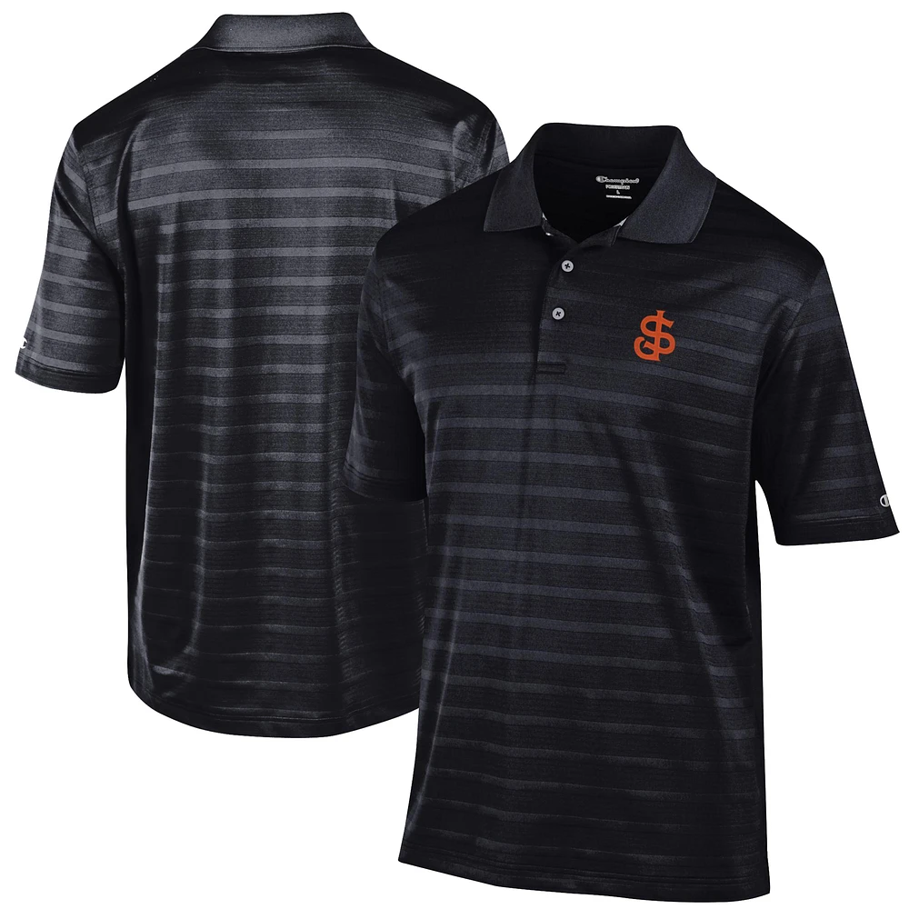 Men's Champion Black San Jose Giants Textured Solid Polo
