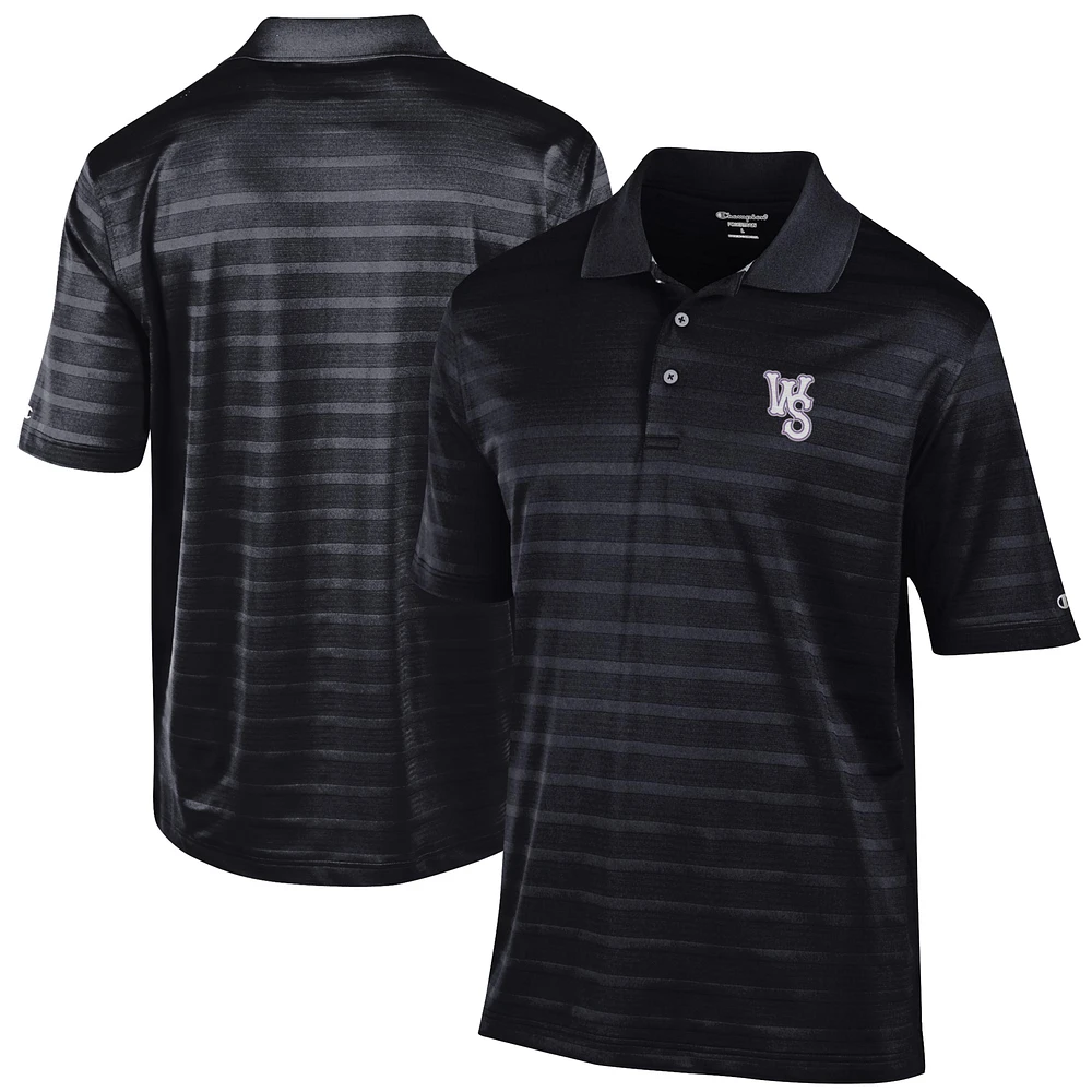Men's Champion Black Winston-Salem Dash Textured Solid Polo
