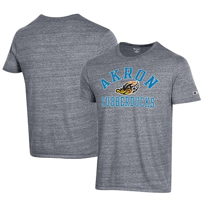 Men's Champion Gray Akron RubberDucks Ultimate Tri-Blend T-Shirt