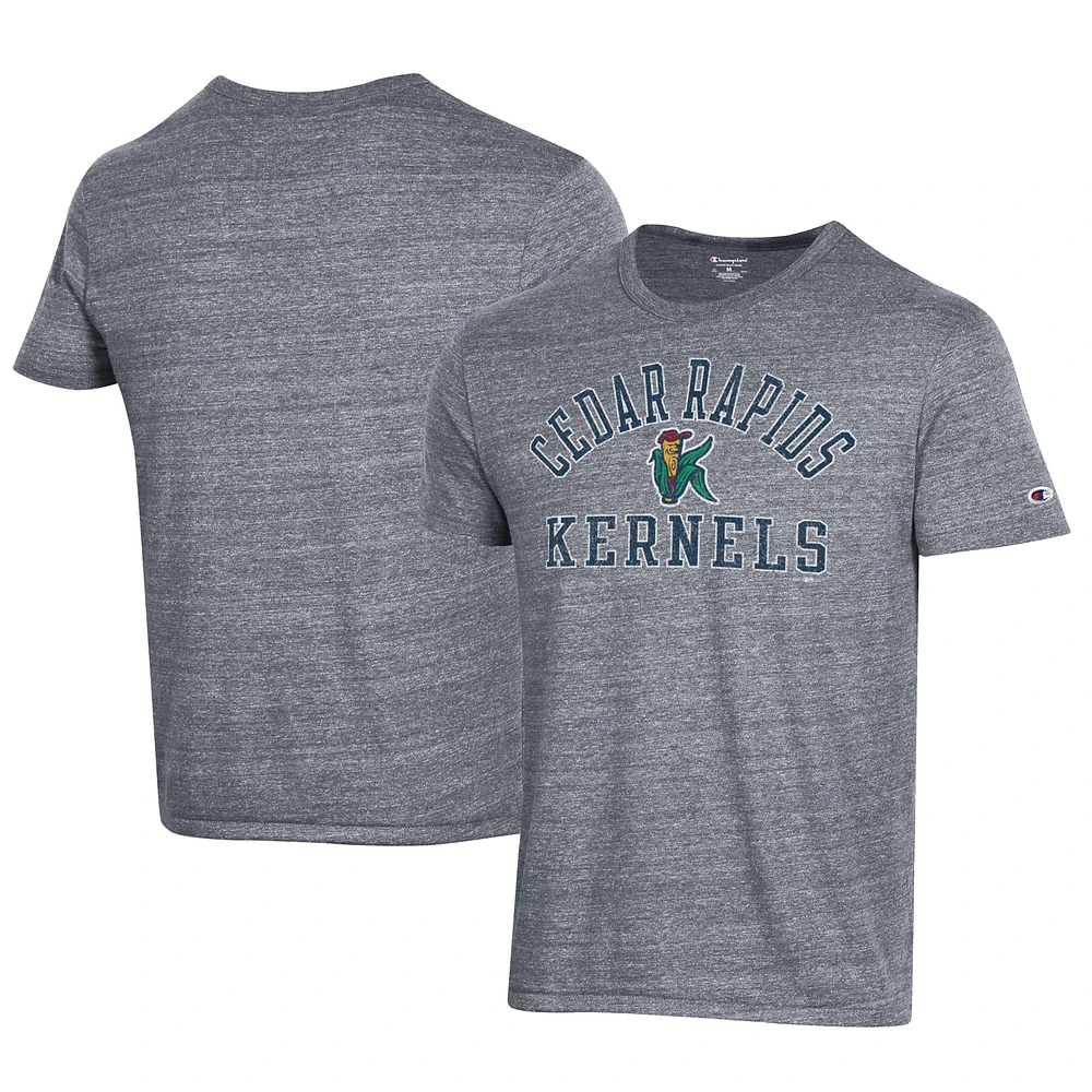 Men's Champion Gray Cedar Rapids Kernels Ultimate Tri-Blend T-Shirt