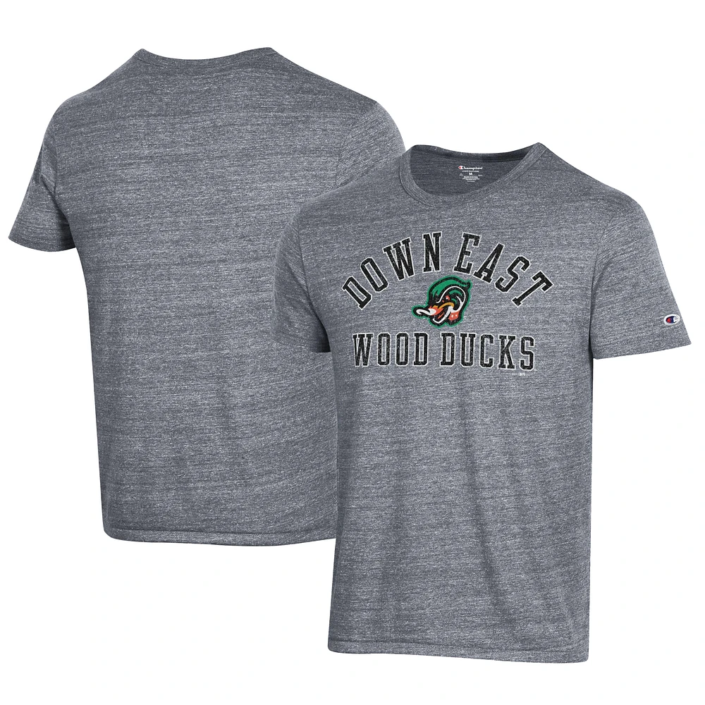 Men's Champion Gray Down East Wood Ducks Ultimate Tri-Blend T-Shirt