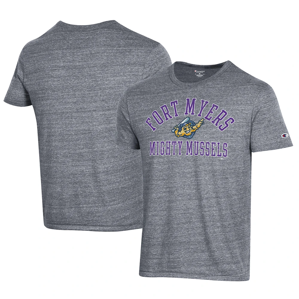 Men's Champion Gray Fort Myers Mighty Mussels Ultimate Tri-Blend T-Shirt