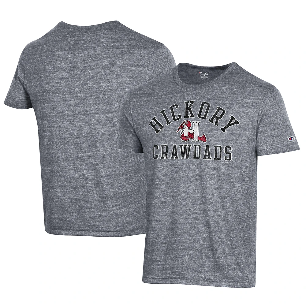 Men's Champion Gray Hickory Crawdads Ultimate Tri-Blend T-Shirt