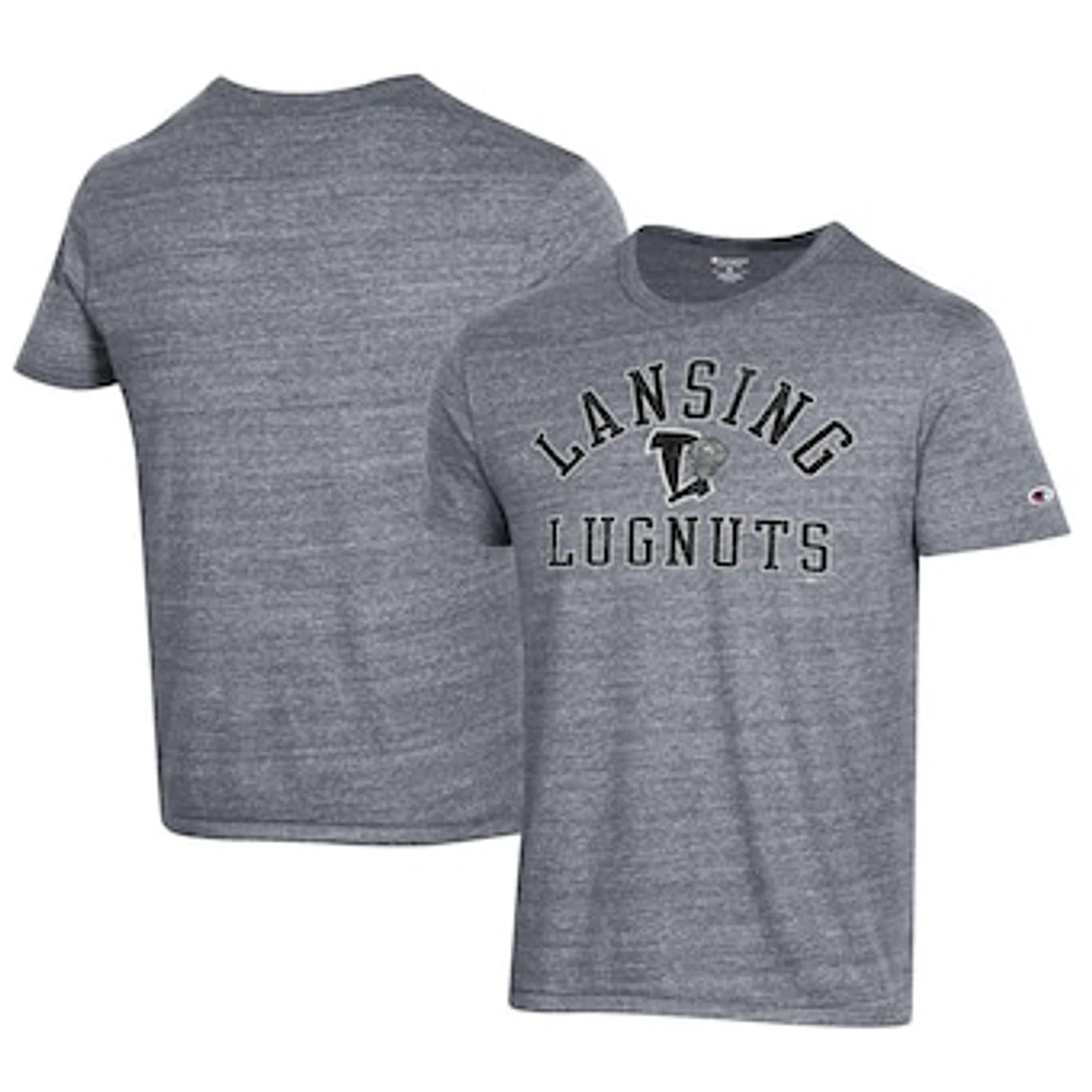 Men's Champion Gray Lansing Lugnuts Ultimate Tri-Blend T-Shirt