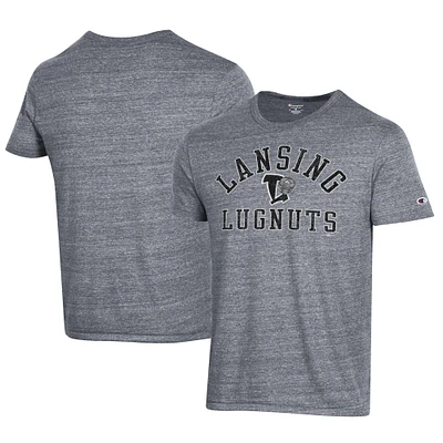 Men's Champion Gray Lansing Lugnuts Ultimate Tri-Blend T-Shirt
