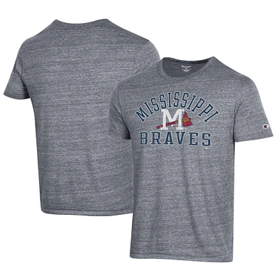 Men's Champion Gray Mississippi Braves Ultimate Tri-Blend T-Shirt