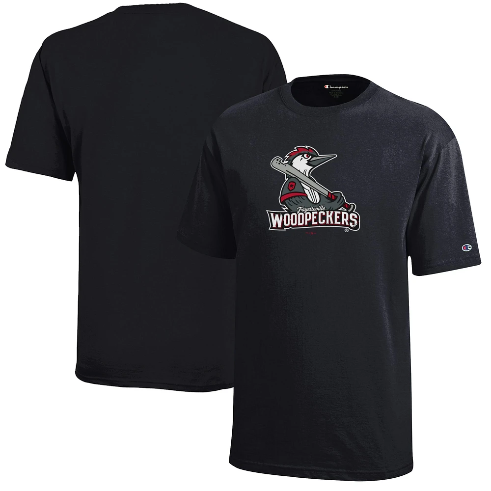 Youth Champion Black Fayetteville Woodpeckers Jersey T-Shirt