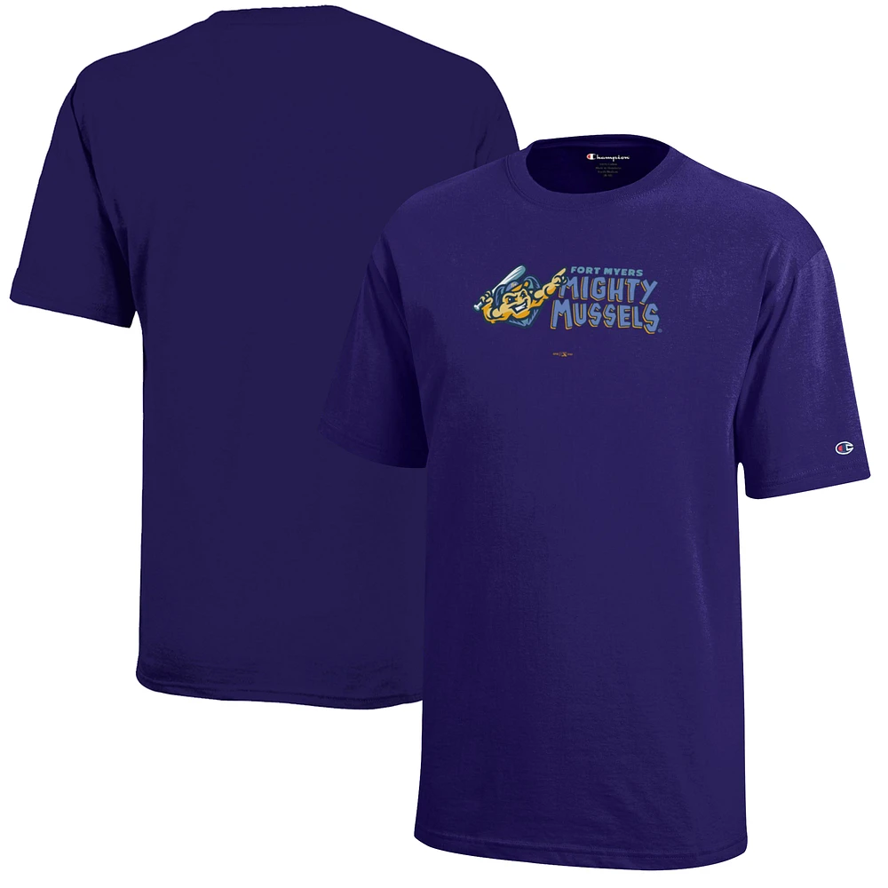 Youth Champion Purple Fort Myers Mighty Mussels Jersey T-Shirt