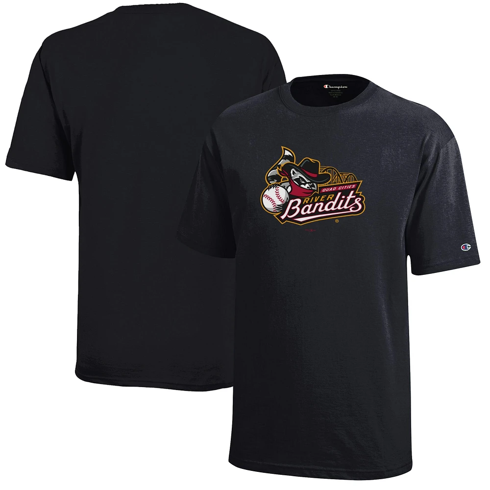 Youth Champion Black Quad Cities River Bandits Jersey T-Shirt