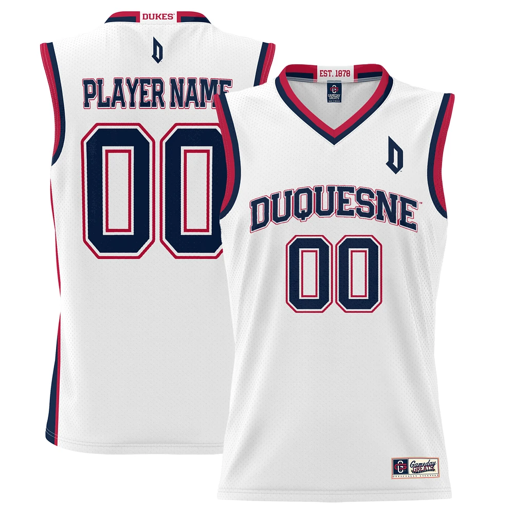 Youth GameDay Greats White Duquesne Dukes NIL Pick-A-Player Lightweight Women's Basketball Jersey