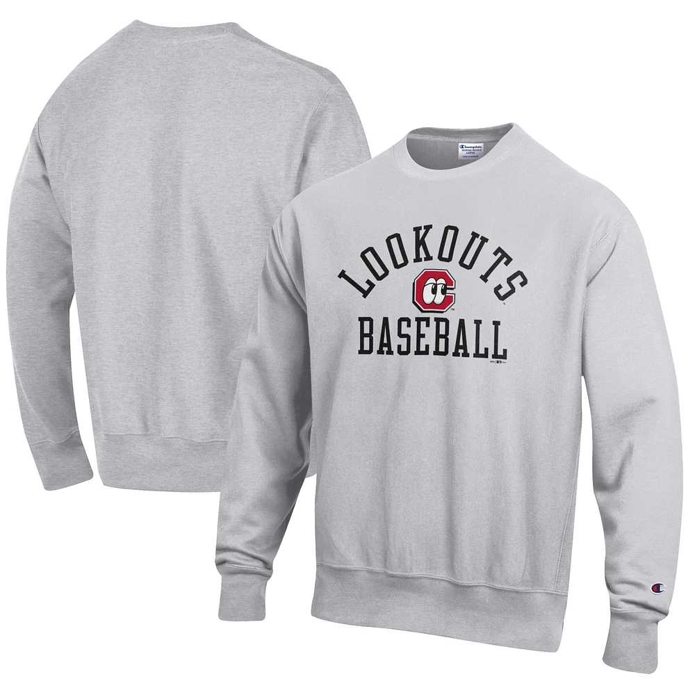 Men's Champion Gray Chattanooga Lookouts Baseball Reverse Weave Pullover Sweatshirt