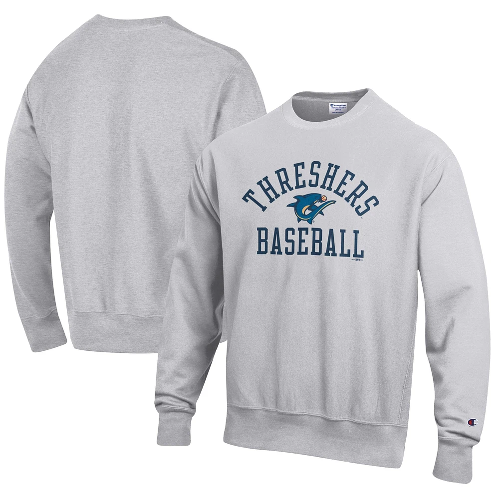 Men's Champion Gray Clearwater Threshers Baseball Reverse Weave Pullover Sweatshirt
