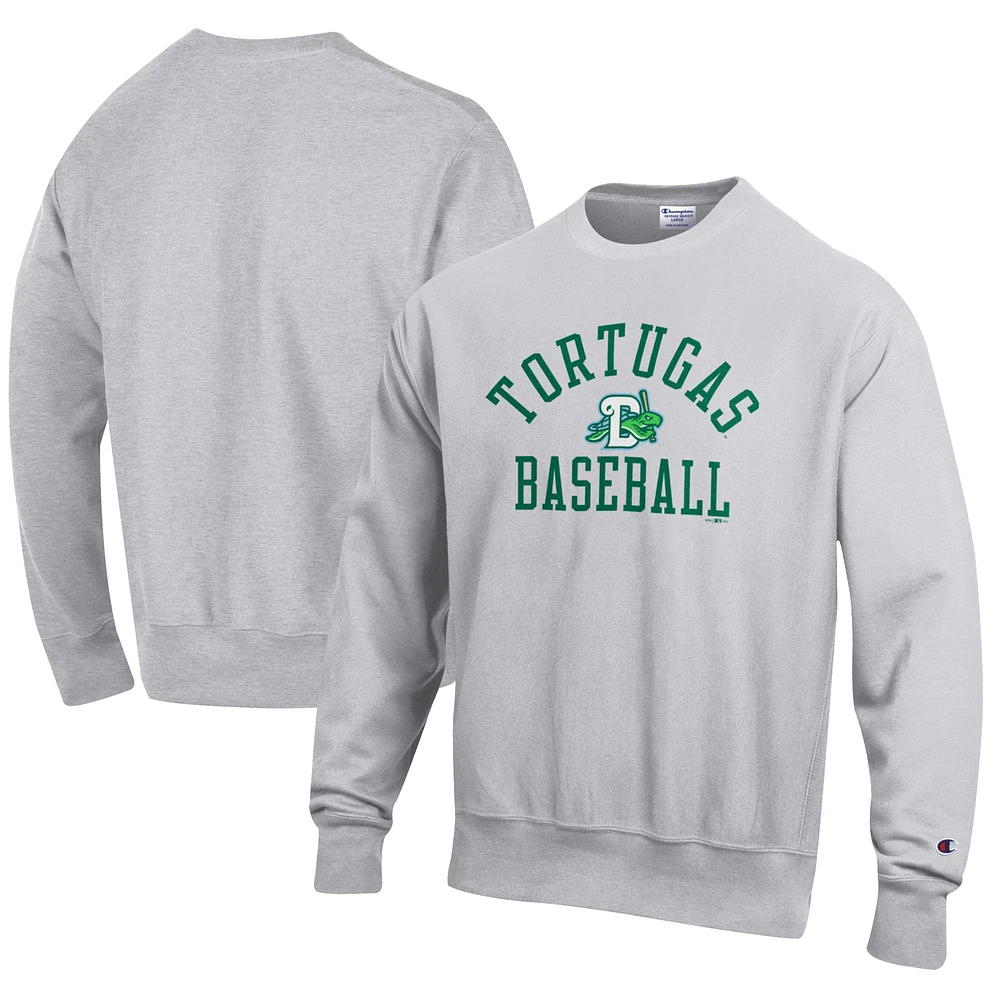 Men's Champion Gray Daytona Tortugas Baseball Reverse Weave Pullover Sweatshirt