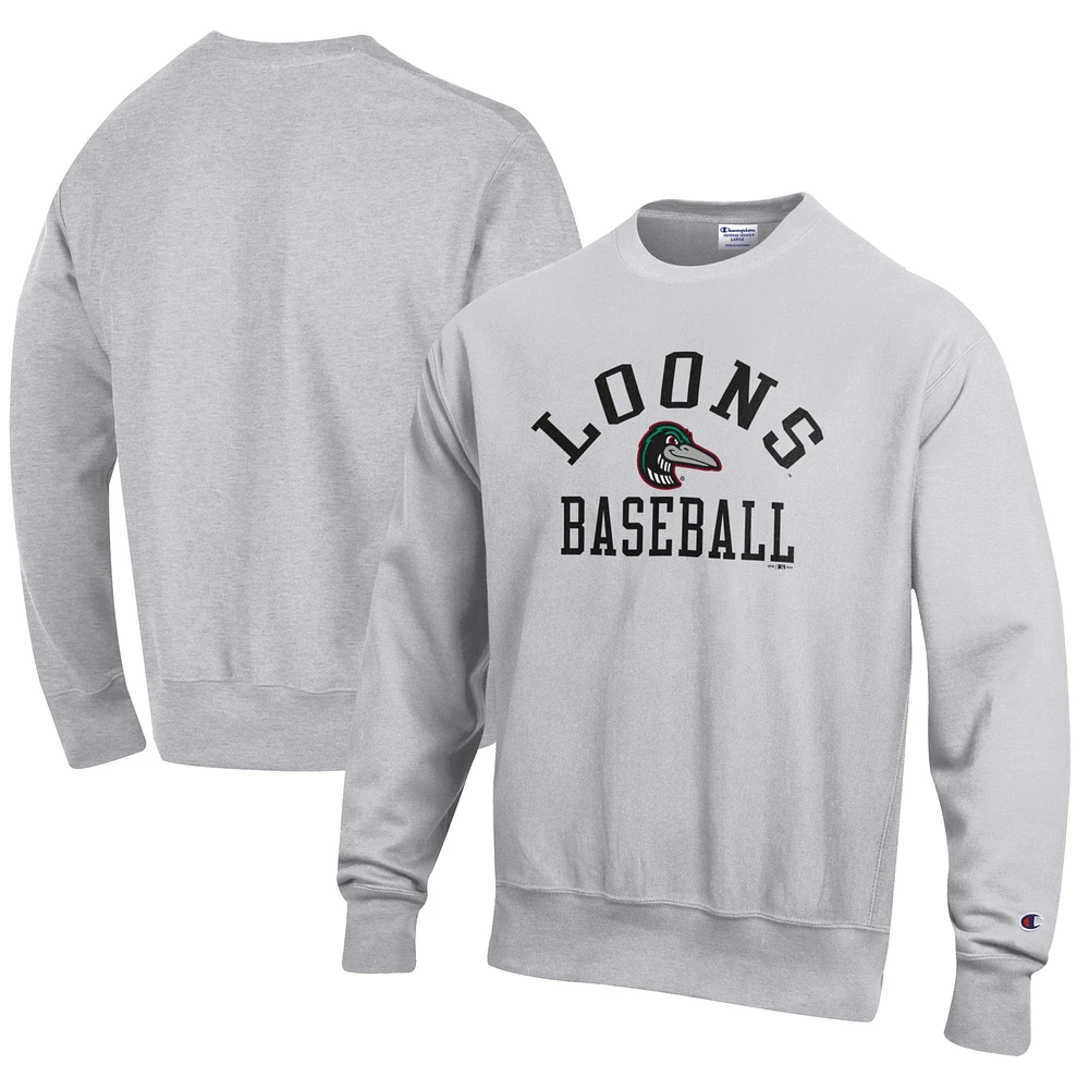 Men's Champion Gray Great Lakes Loons Baseball Reverse Weave Pullover Sweatshirt