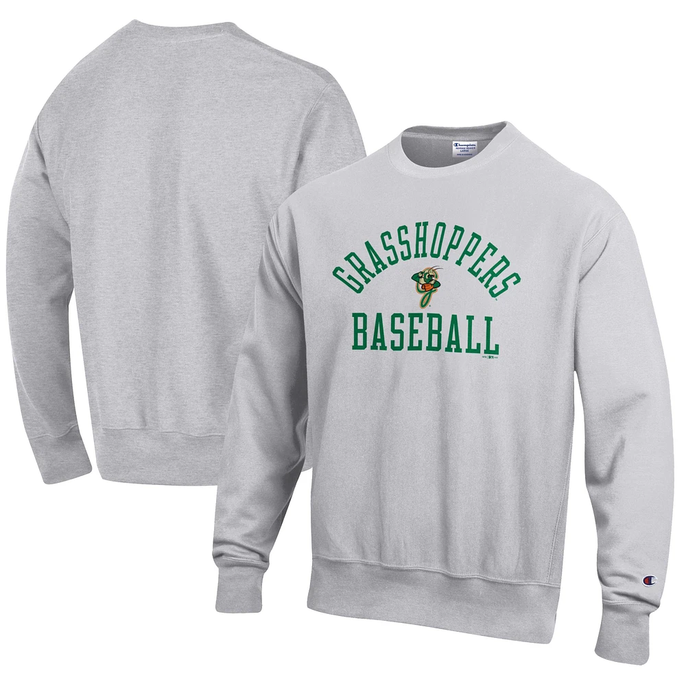 Men's Champion Gray Greensboro Grasshoppers Baseball Reverse Weave Pullover Sweatshirt