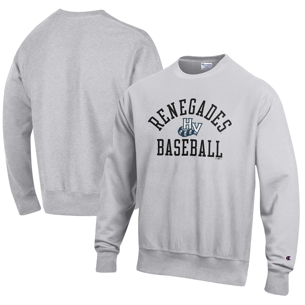 Men's Champion Gray Hudson Valley Renegades Baseball Reverse Weave Pullover Sweatshirt