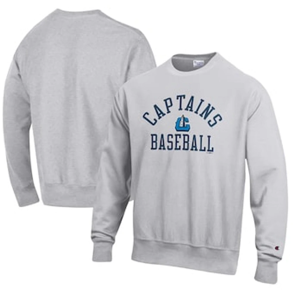 Men's Champion Gray Lake County Captains Baseball Reverse Weave Pullover Sweatshirt