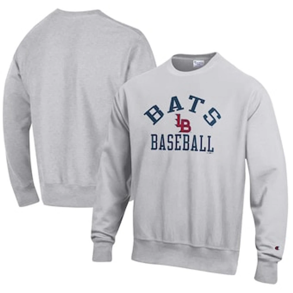Men's Champion Gray Louisville Bats Baseball Reverse Weave Pullover Sweatshirt