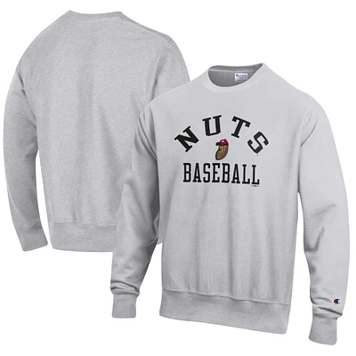 Men's Champion Gray Modesto Nuts Baseball Reverse Weave Pullover Sweatshirt