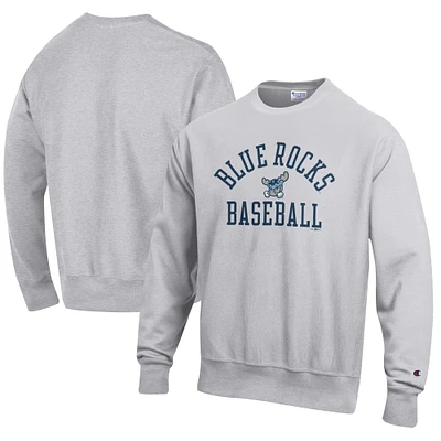 Men's Champion Gray Wilmington Blue Rocks Baseball Reverse Weave Pullover Sweatshirt