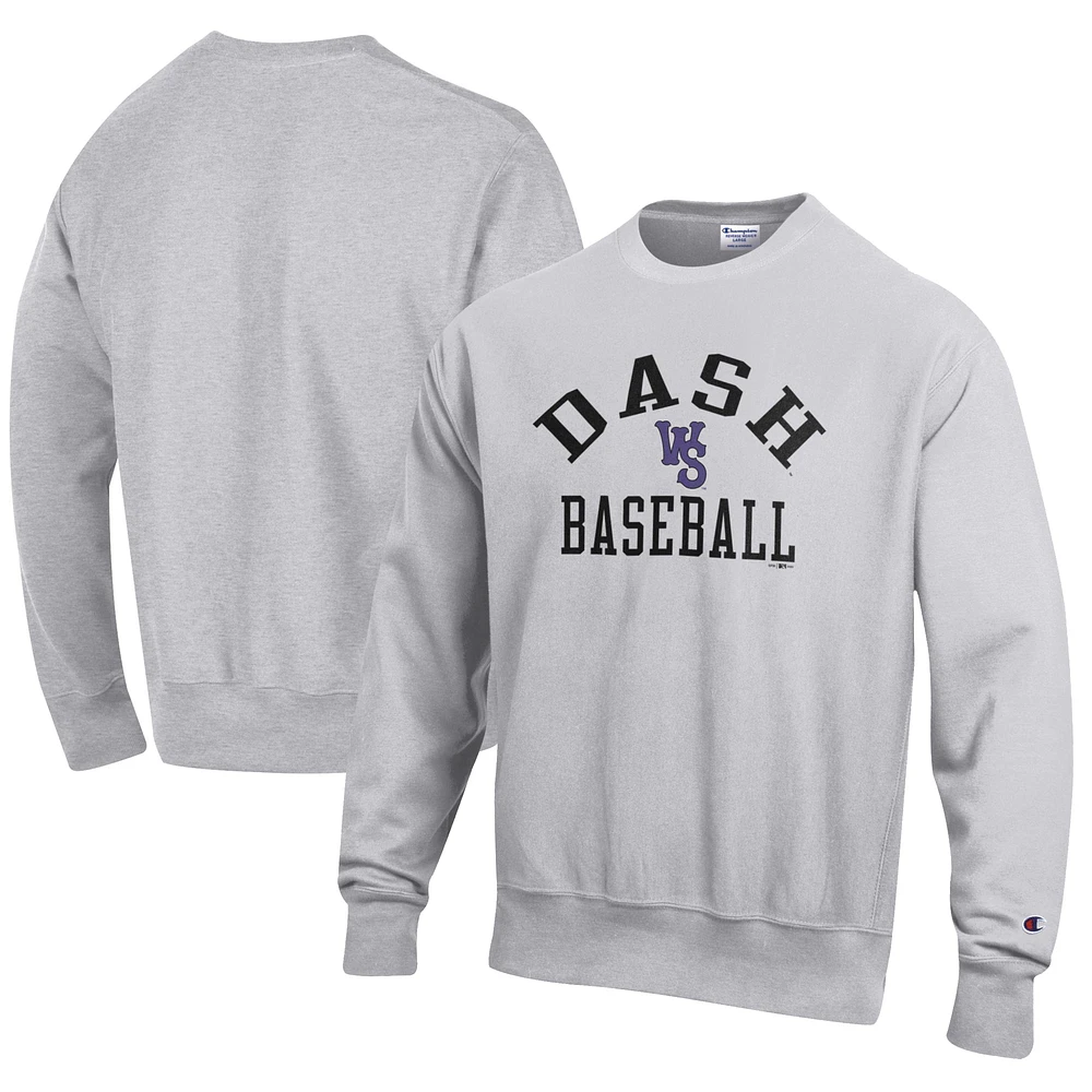 Men's Champion Gray Winston-Salem Dash Baseball Reverse Weave Pullover Sweatshirt