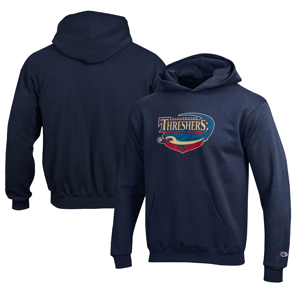 Youth Champion Navy Clearwater Threshers Eco Powerblend Pullover Hoodie