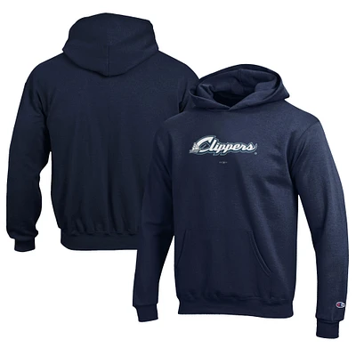 Youth Champion Navy Columbus Clippers Eco Powerblend Pullover Hoodie