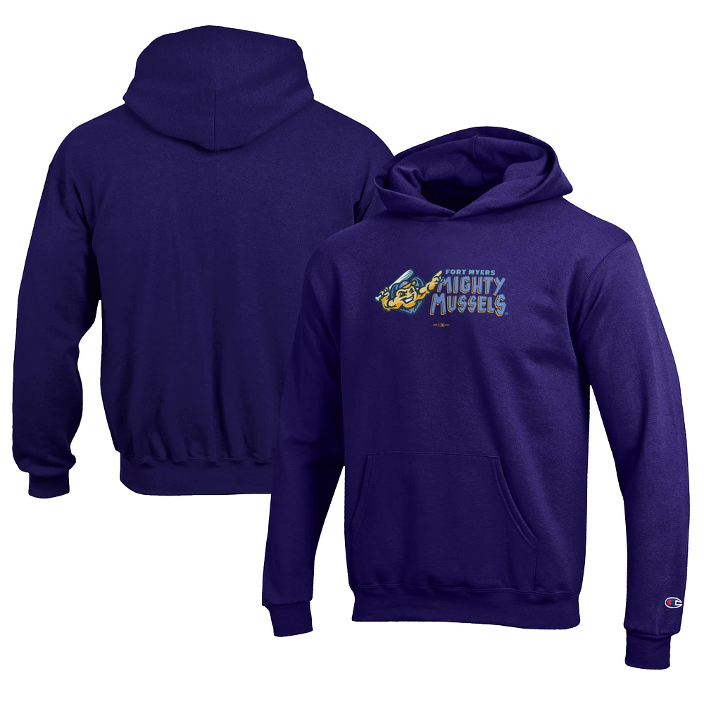 Youth Champion Purple Fort Myers Mighty Mussels Eco Powerblend Pullover Hoodie