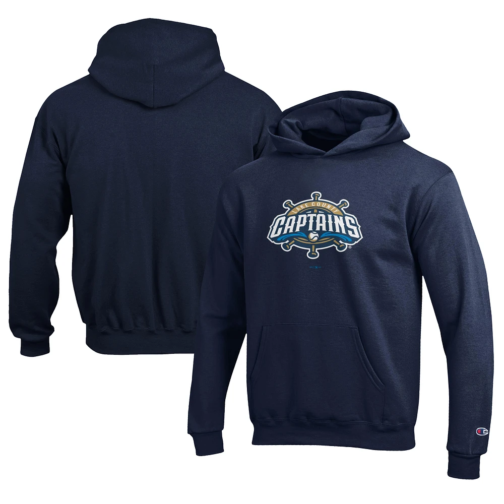 Youth Champion Navy Lake County Captains Eco Powerblend Pullover Hoodie