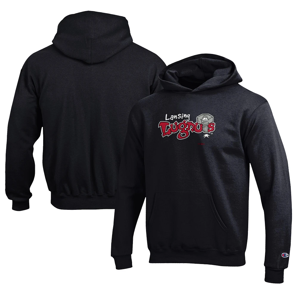 Youth Champion Black Lansing Lugnuts Eco Powerblend Pullover Hoodie