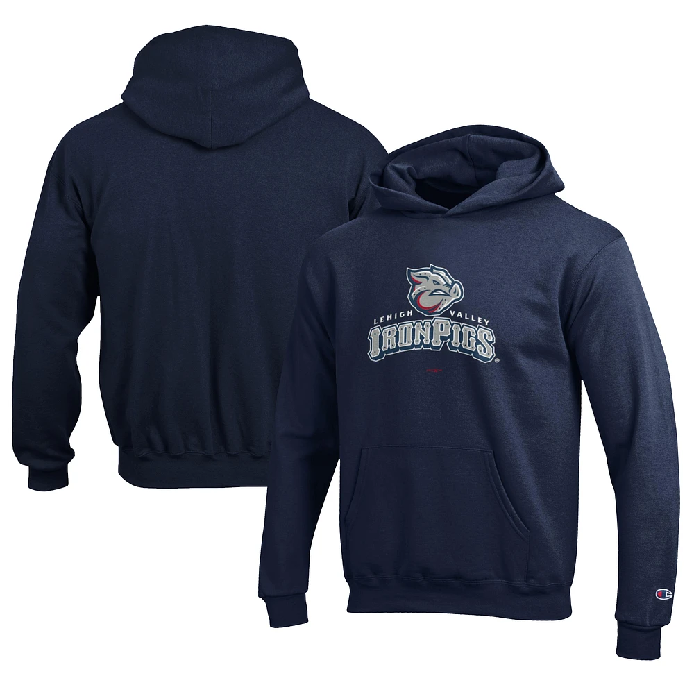 Youth Champion Navy Lehigh Valley IronPigs Eco Powerblend Pullover Hoodie