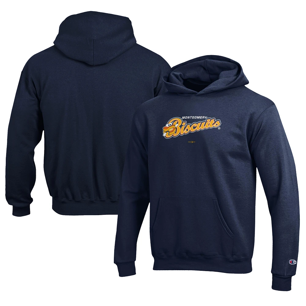 Youth Champion Navy Montgomery Biscuits Eco Powerblend Pullover Hoodie