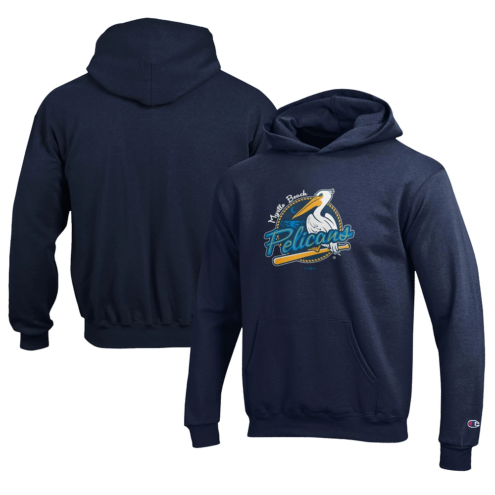 Youth Champion Navy Myrtle Beach Pelicans Eco Powerblend Pullover Hoodie