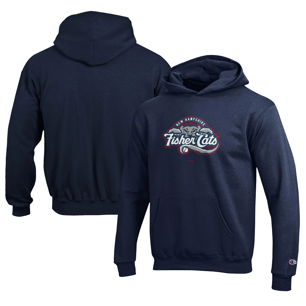 Youth Champion Navy New Hampshire Fisher Cats Eco Powerblend Pullover Hoodie