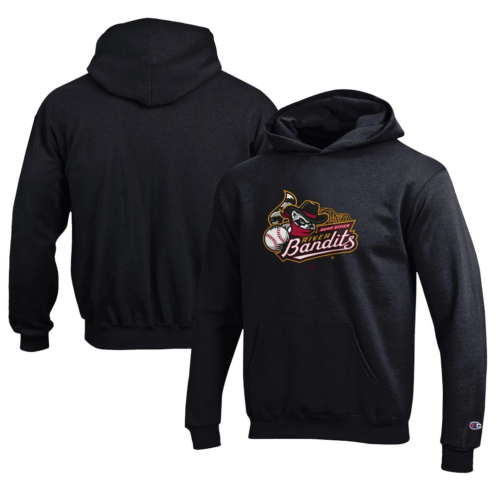 Youth Champion Black Quad Cities River Bandits Eco Powerblend Pullover Hoodie