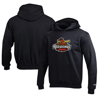 Youth Champion Black Rochester Red Wings Eco Powerblend Pullover Hoodie