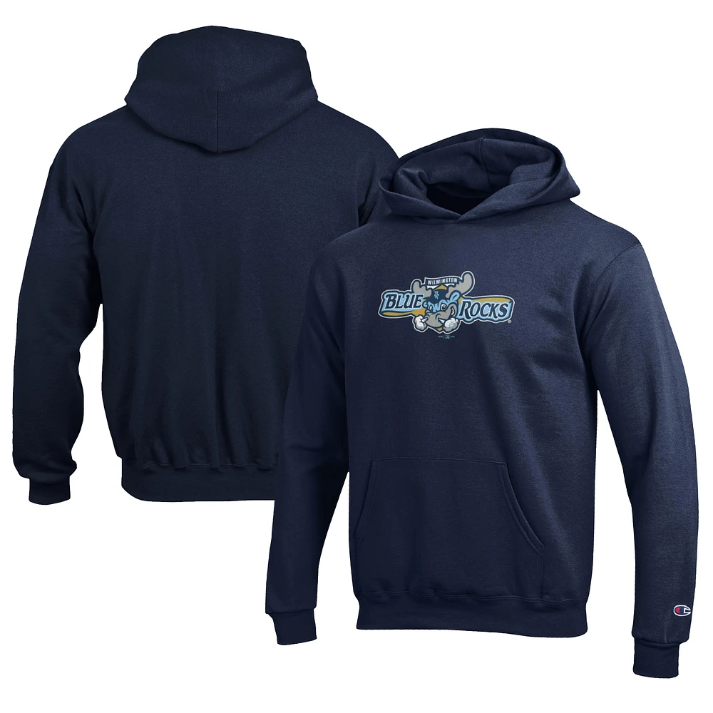 Youth Champion Navy Wilmington Blue Rocks Eco Powerblend Pullover Hoodie