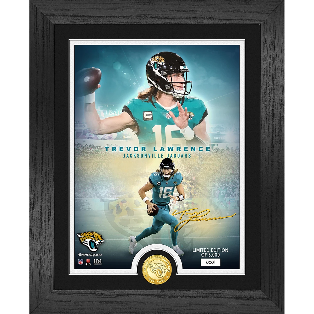 Highland Mint Trevor Lawrence Jacksonville Jaguars 13'' x 16'' NFL Legends Bronze Coin Photo Mint