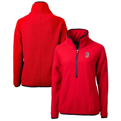 Women's Cutter & Buck Red Boston Sox Americana Logo Cascade Eco Sherpa Fleece Half-Zip Pullover Jacket
