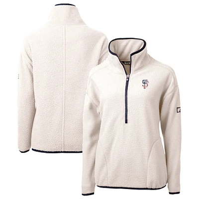 Women's Cutter & Buck White San Francisco Giants Americana Logo Cascade Eco Sherpa Fleece Half-Zip Pullover Jacket