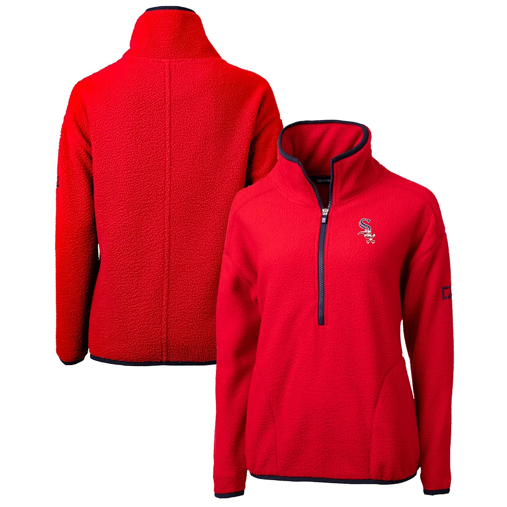 Women's Cutter & Buck Red Chicago White Sox Americana Logo Cascade Eco Sherpa Fleece Half-Zip Pullover Jacket