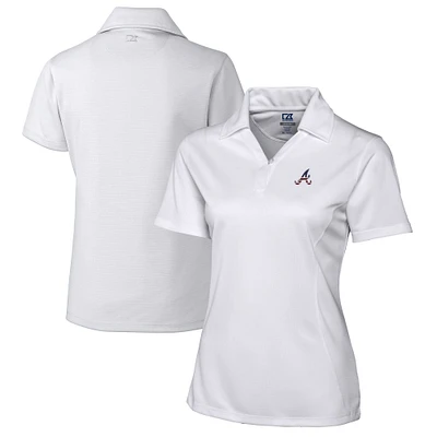 Women's Cutter & Buck White Atlanta Braves Americana Logo DryTec Genre Textured Solid Polo