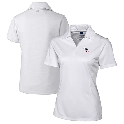 Women's Cutter & Buck White Tampa Bay Rays Americana Logo DryTec Genre Textured Solid Polo
