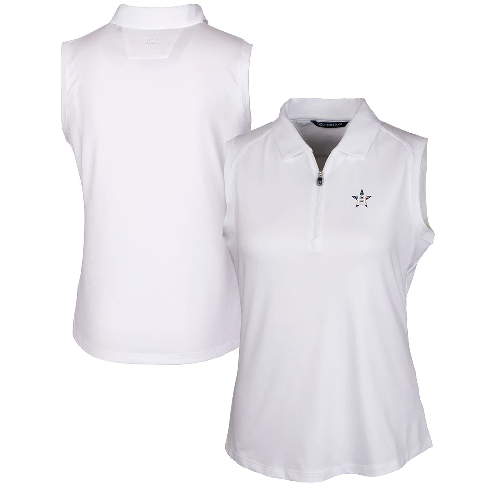 Women's Cutter & Buck White Houston Astros Americana Logo DryTec Forge Stretch Sleeveless Polo