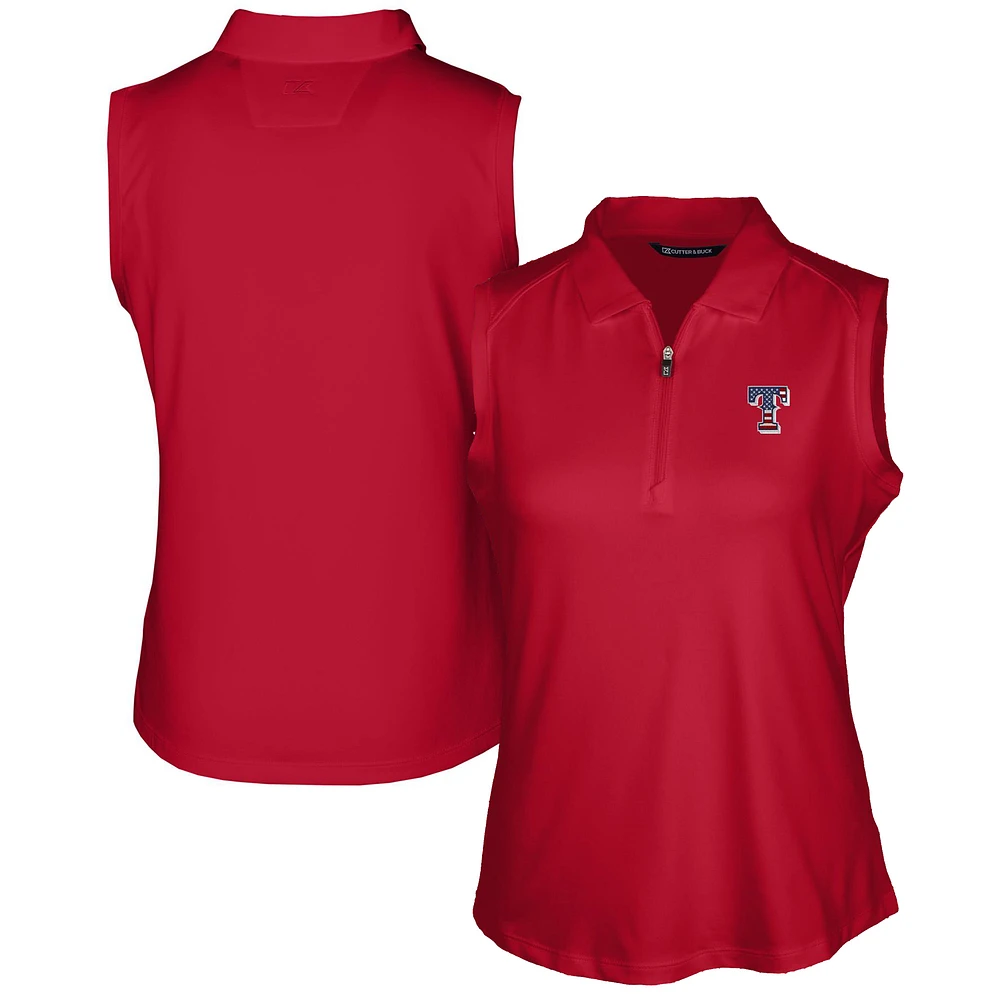 Women's Cutter & Buck Cardinal Texas Rangers Americana Logo DryTec Forge Stretch Sleeveless Polo