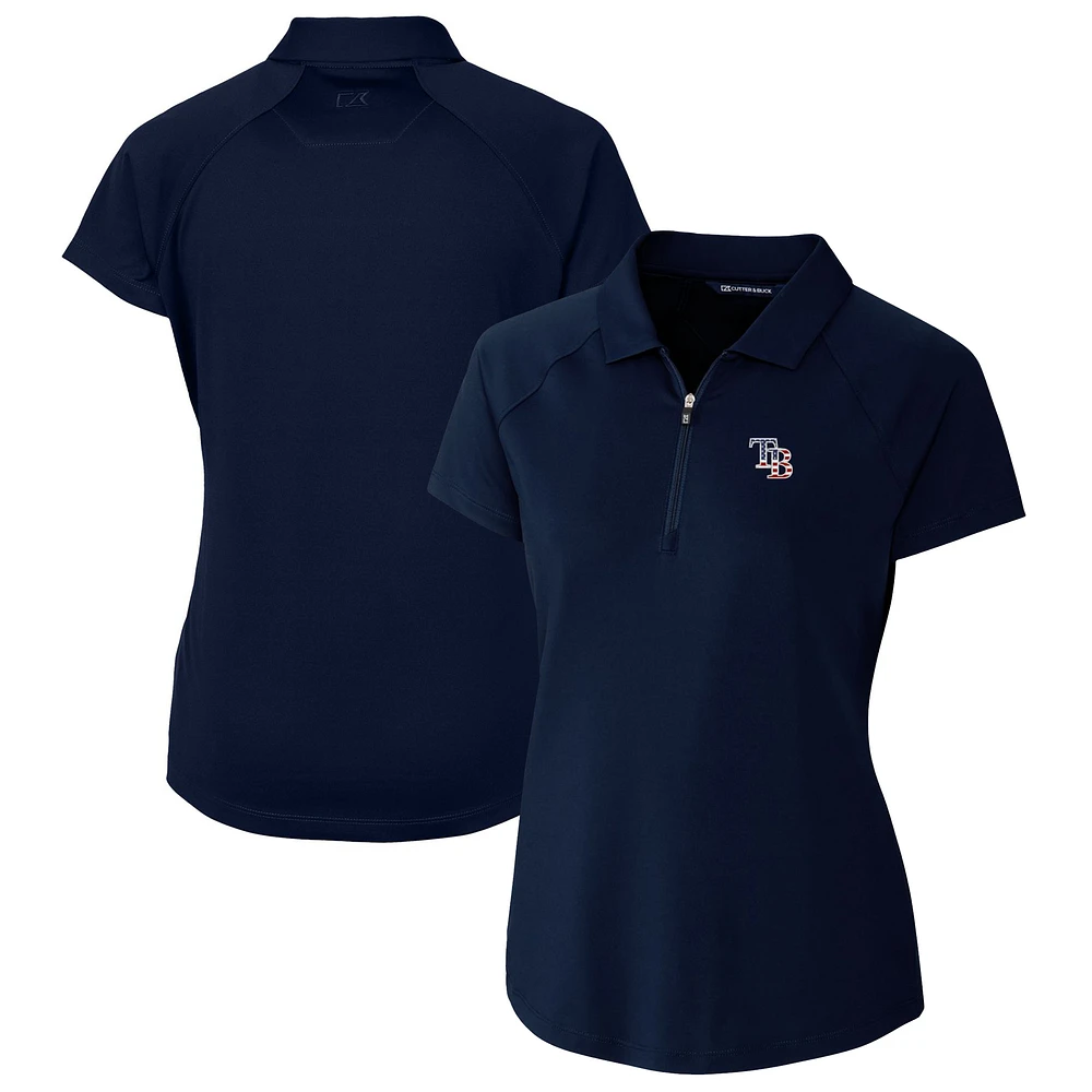 Women's Cutter & Buck Navy Tampa Bay Rays Americana Logo DryTec Forge Stretch Polo