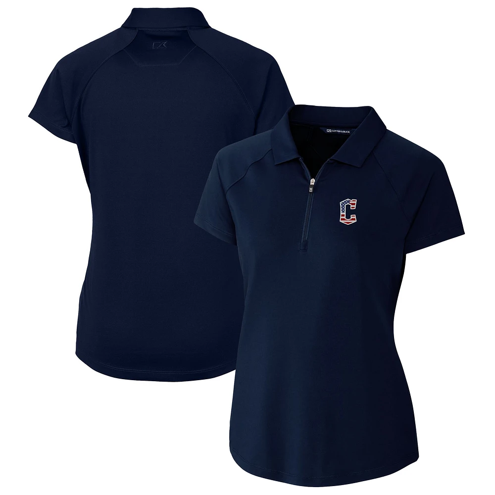 Women's Cutter & Buck Navy Cleveland Guardians Americana Logo DryTec Forge Stretch Polo