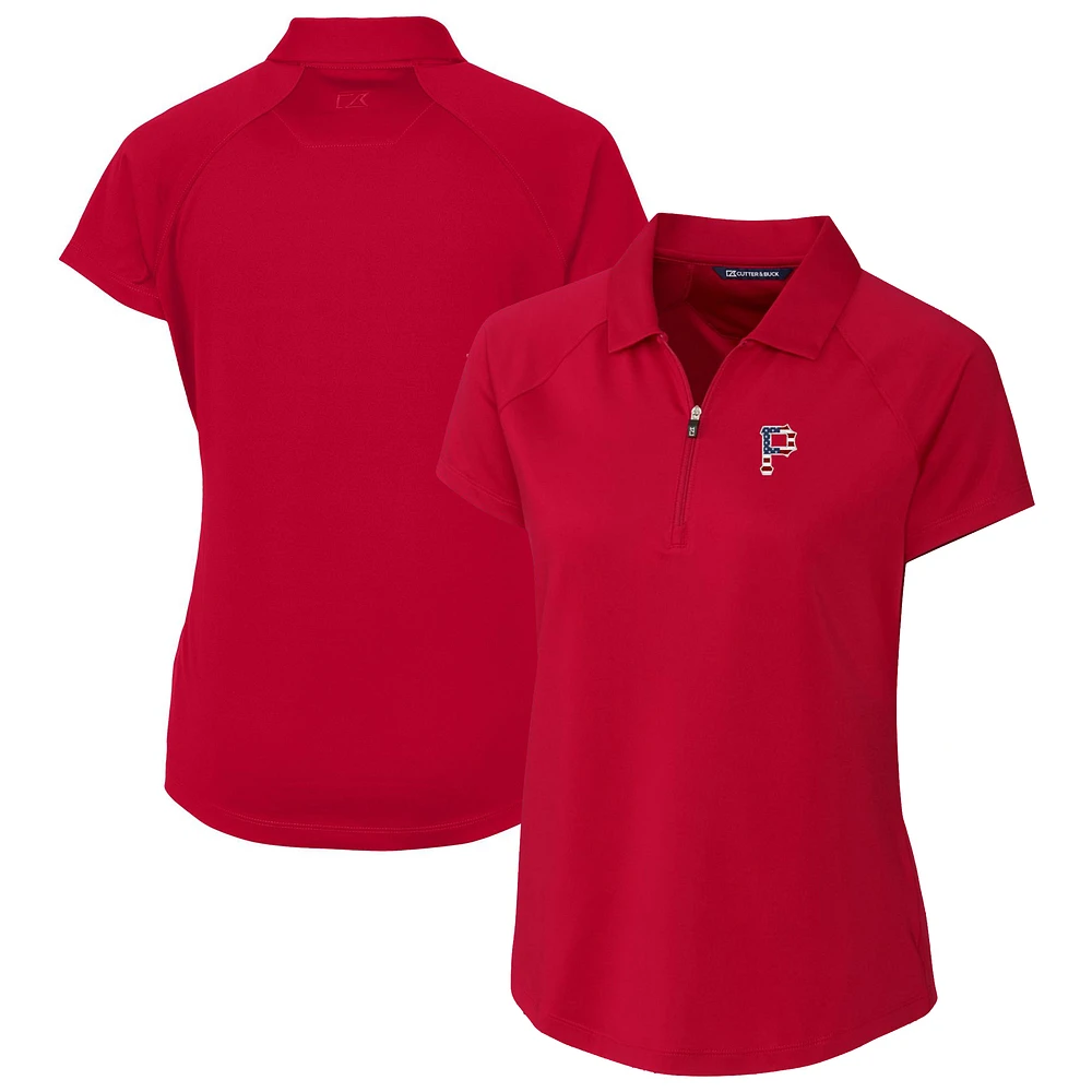 Women's Cutter & Buck Cardinal Pittsburgh Pirates Americana Logo DryTec Forge Stretch Polo