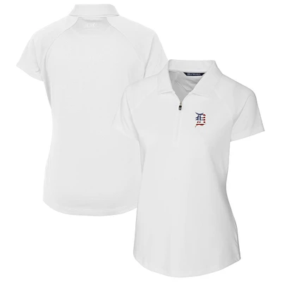 Women's Cutter & Buck White Detroit Tigers Americana Logo DryTec Forge Stretch Polo