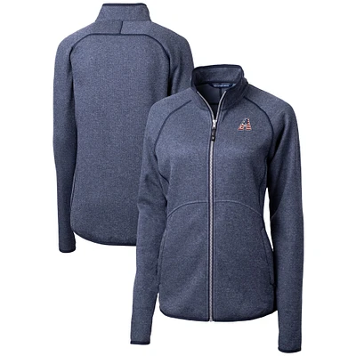 Women's Cutter & Buck Heather Navy Arizona Diamondbacks Americana Logo Mainsail Sweater-Knit Full-Zip Jacket